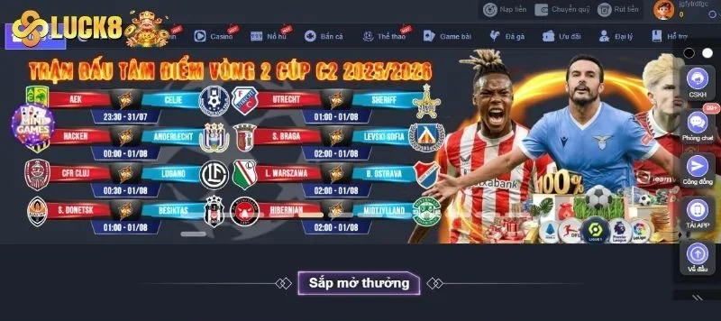 Sảnh cược luck8 đa dạng